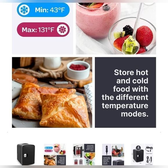 Wdemna 4 Liter Mini Fridge Black New 1 Shelf - Picture 6 of 6